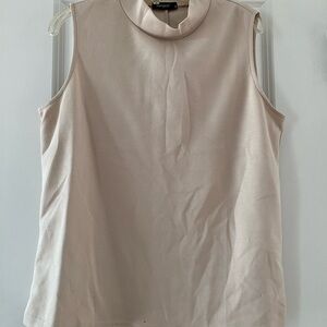 Sleeveless Mock Neck Top in Light Beige by